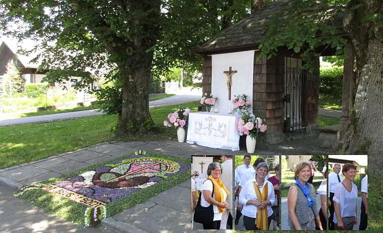 Fronleichnamsalter wird geschmückt - Das Team