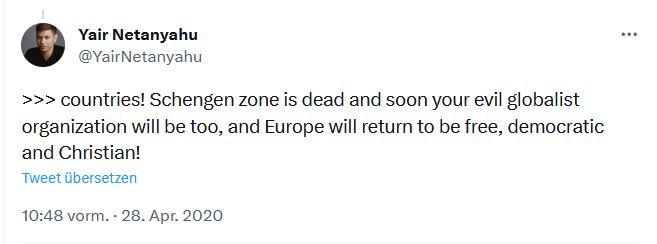 Yair Netanyahus Tweet